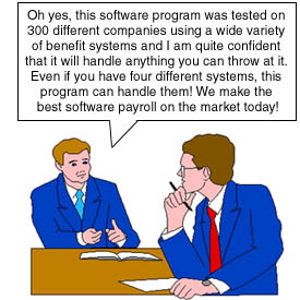 Salesman responds to objection by asserting that the software is the best on the market.